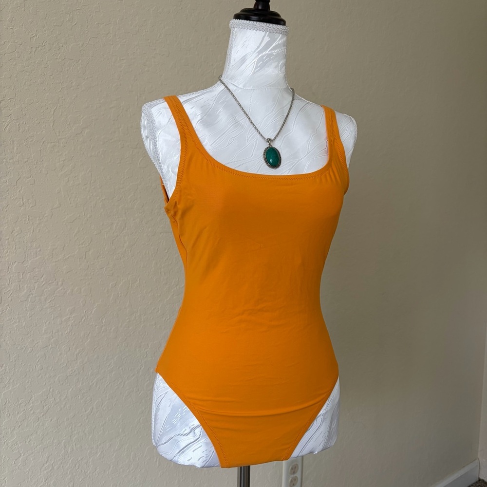 J.Crew Scoopback One Piece Swimsuit Vivid Flame Orange Classic Size 8